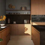 Caesarstone Porcelain 514 Emprada modern dark kitchen with island