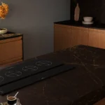 Caesarstone Porcelain 514 Emprada modern dark kitchen with island