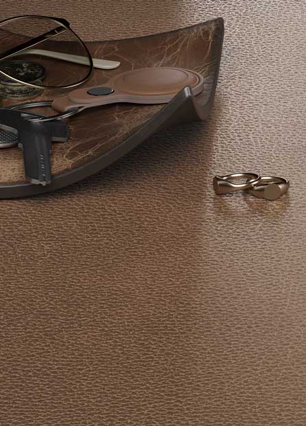 Leather Effect on Caesarstone Porcelain 537 Glacetta surface
