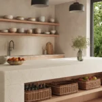 Caesarstone ICON 8251 Taj Whisper one-wall kitchen with island